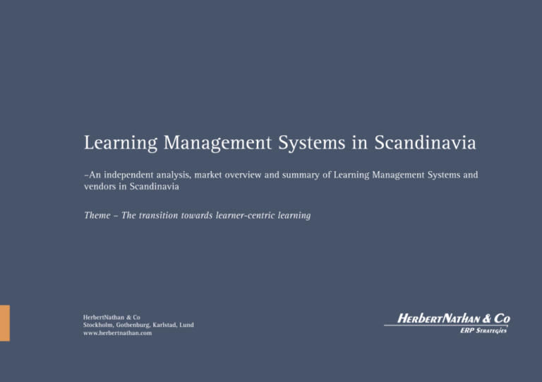 Omslagsbild med texten "Learning Management Systems in Scandinavia" och företagsnamnet HerbertNathan & Co.