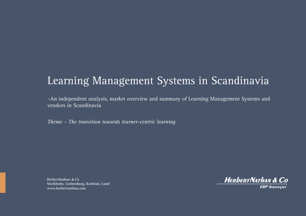 Cover image with the text "Learning Management Systems in Scandinavia" and the company name HerbertNathan & Co.