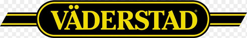 Väderstad logotyp i gult och svart med texten "Väderstad" på svart bakgrund och gula ränder.